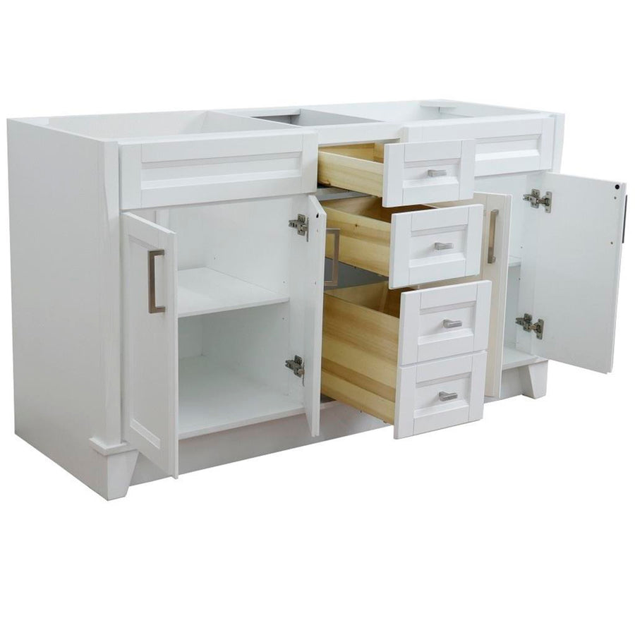 Bellaterra Terni 60" Double Vanity, White, Cabinet Only