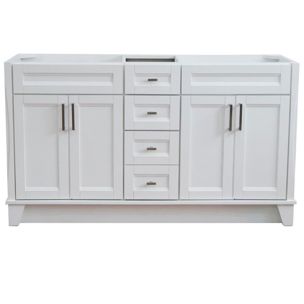 Bellaterra Terni 60" Double Vanity, White, Cabinet Only