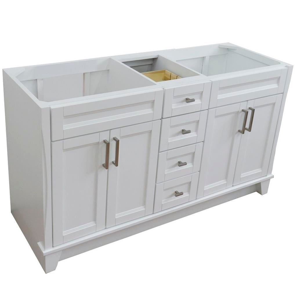 Bellaterra Terni 60" Double Vanity, White, Cabinet Only