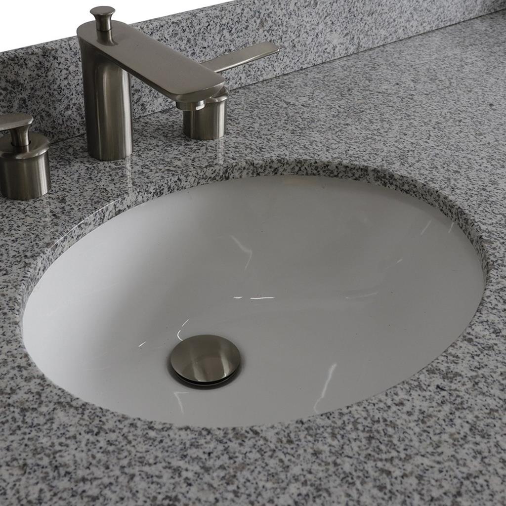 Bellaterra Terni 61" Double Vanity, Dark Gray, Gray Granite Top/Oval Sink