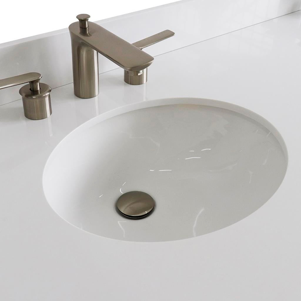 Bellaterra Terni 61" Double Vanity, Dark Gray, White Quartz Top/Oval Sink