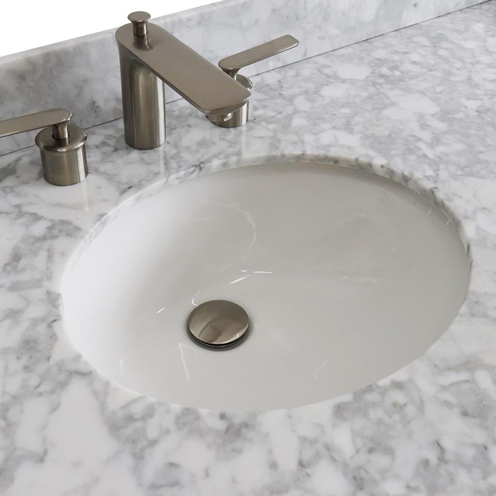 Bellaterra Terni 61" Double Vanity, Dark Gray, White Carrara Marble Top/Oval Sink