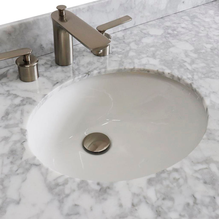 Bellaterra Terni 61" Double Vanity, Dark Gray, White Carrara Marble Top/Oval Sink