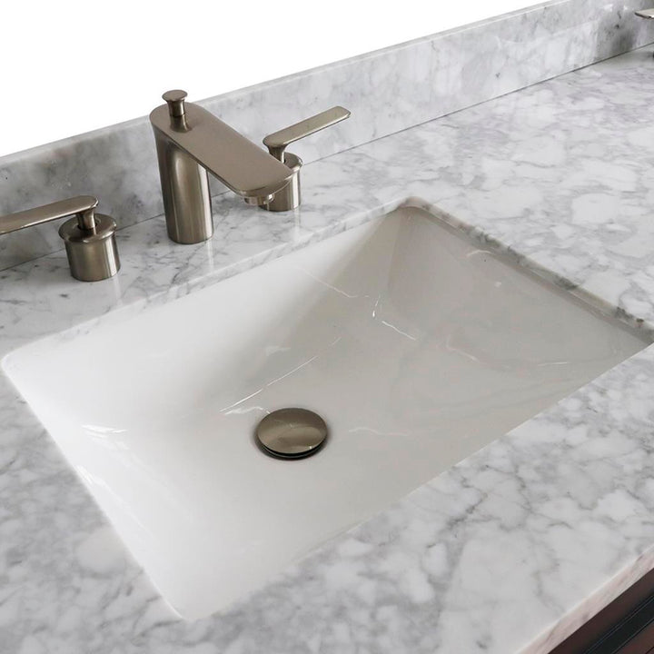 Bellaterra Terni 61" Double Vanity, Dark Gray, White Carrara Marble Top/Rectangle Sink