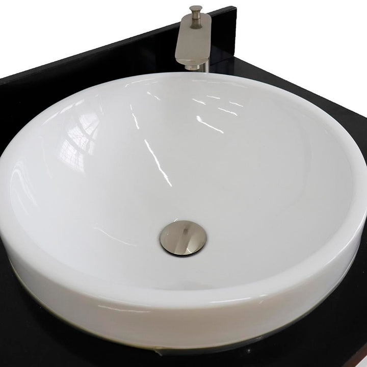 Bellaterra Terni 61" Double Vanity, White, Black Galaxy Granite Top/Round Sink