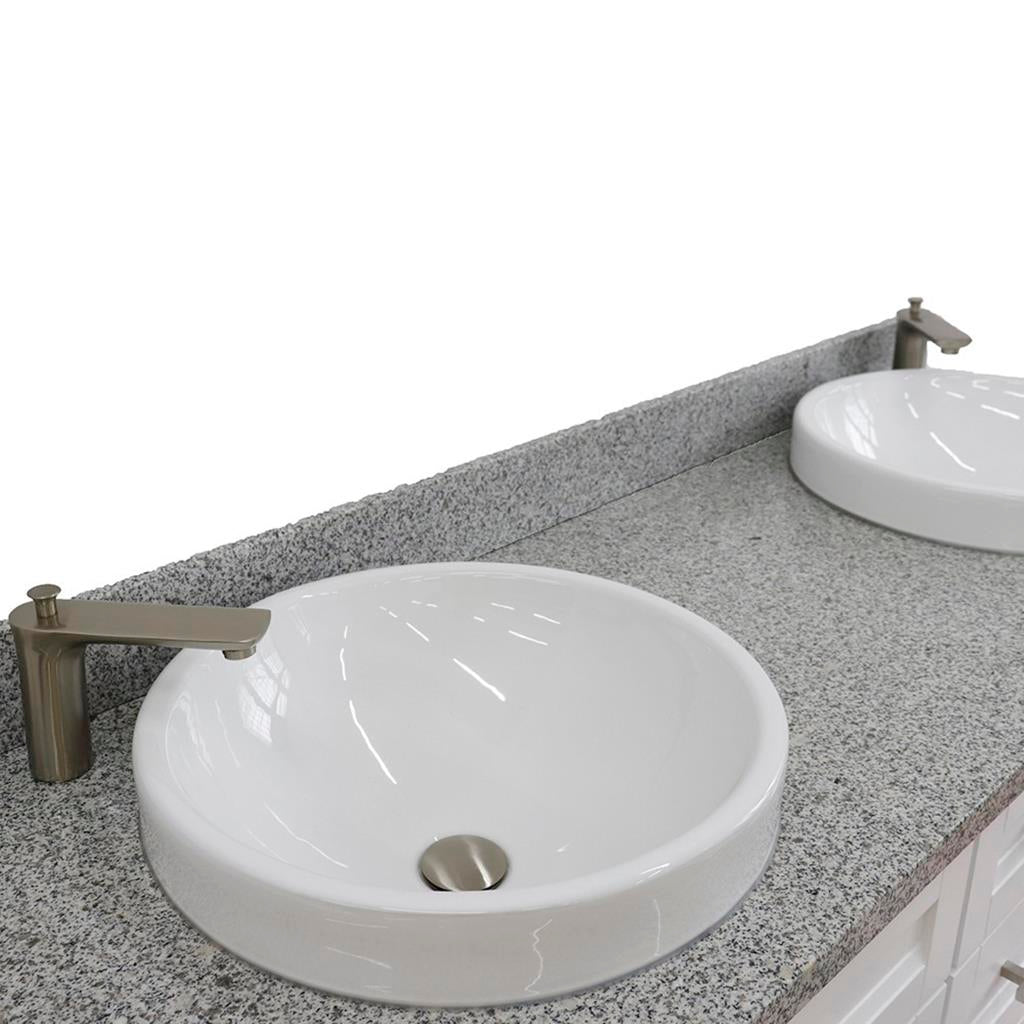 Bellaterra Terni 61" Double Vanity, White, Gray Granite Top/Round Sink