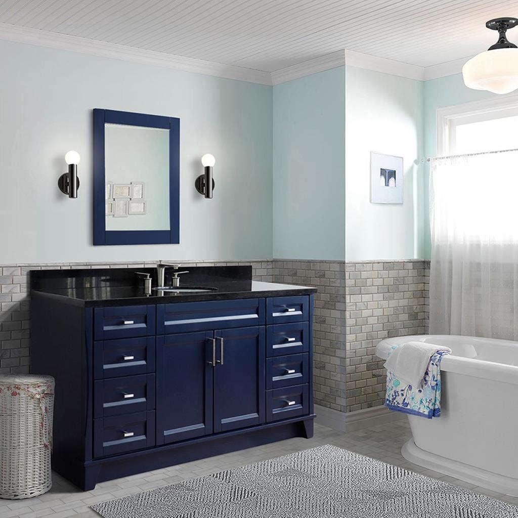 Bellaterra Terni 61" Single Vanity, Blue, Black Galaxy Granite Top/Oval Sink