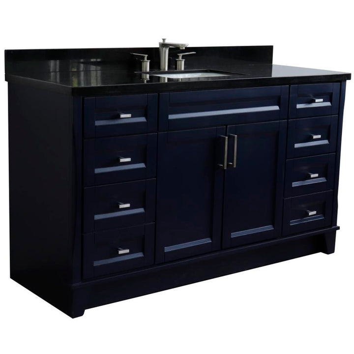 Bellaterra Terni 61" Single Vanity, Blue, Black Galaxy Granite Top/Rectangle Sink