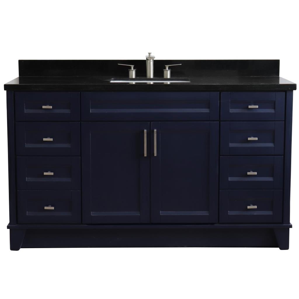 Bellaterra Terni 61" Single Vanity, Blue, Black Galaxy Granite Top/Rectangle Sink