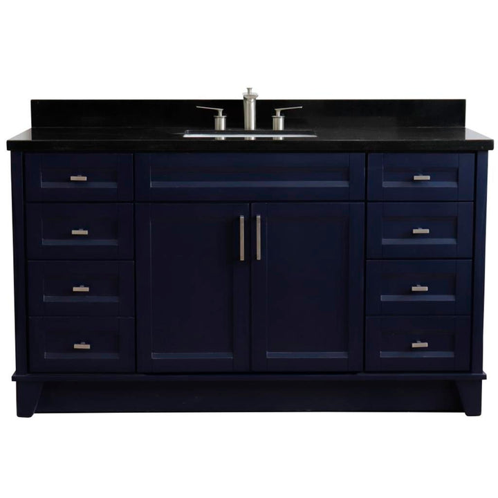 Bellaterra Terni 61" Single Vanity, Blue, Black Galaxy Granite Top/Rectangle Sink