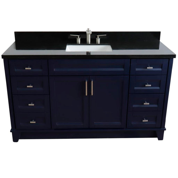 Bellaterra Terni 61" Single Vanity, Blue, Black Galaxy Granite Top/Rectangle Sink