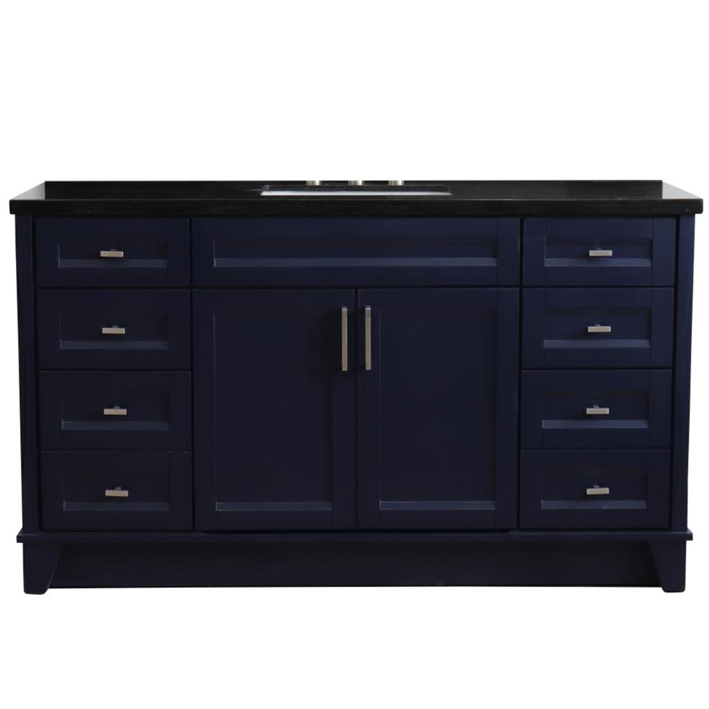 Bellaterra Terni 61" Single Vanity, Blue, Black Galaxy Granite Top/Rectangle Sink