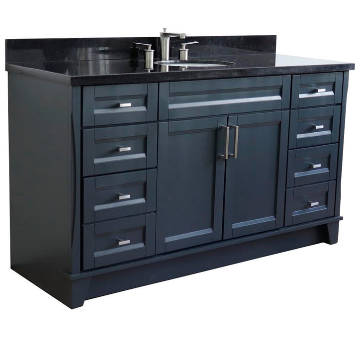 Bellaterra Terni 61" Single Vanity, Dark Gray, Black Galaxy Granite Top/Oval Sink