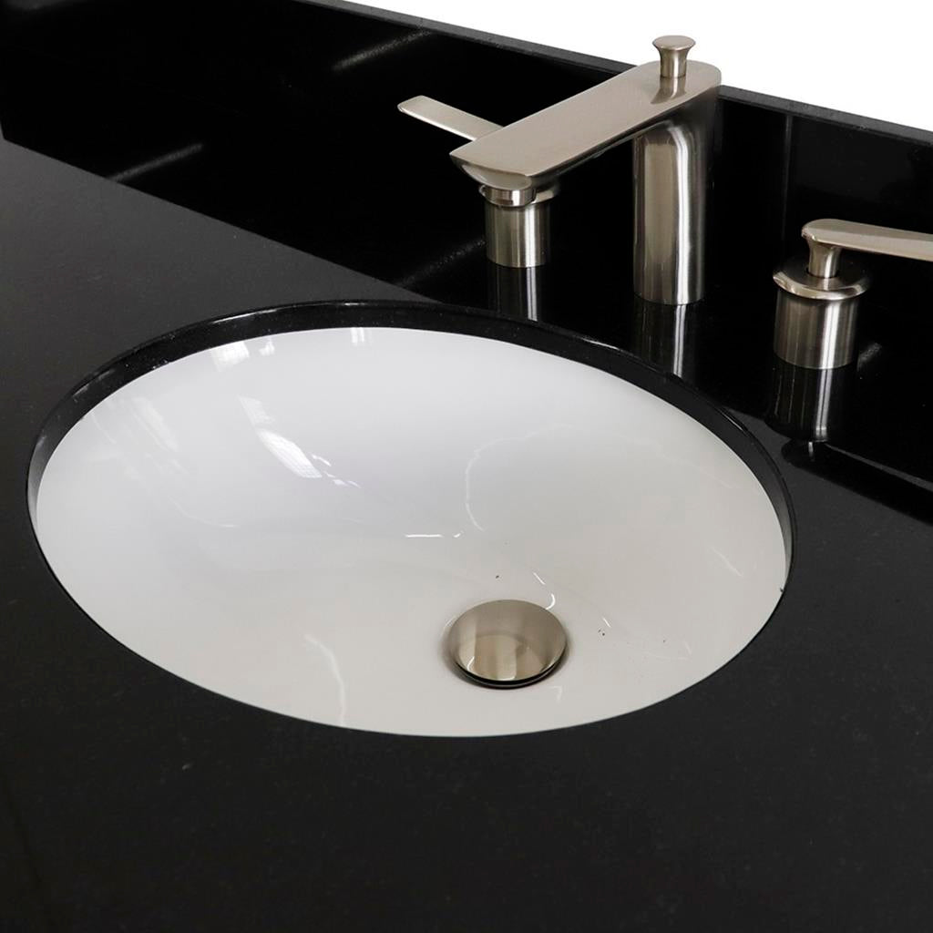 Bellaterra Terni 61" Single Vanity, Dark Gray, Black Galaxy Granite Top/Oval Sink