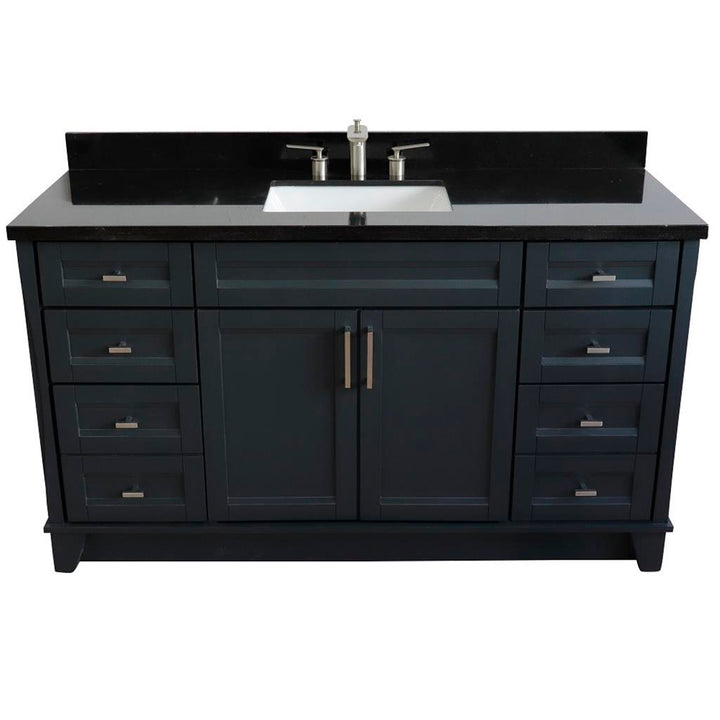 Bellaterra Terni 61" Single Vanity, Dark Gray, Black Galaxy Granite Top/Rectangle Sink