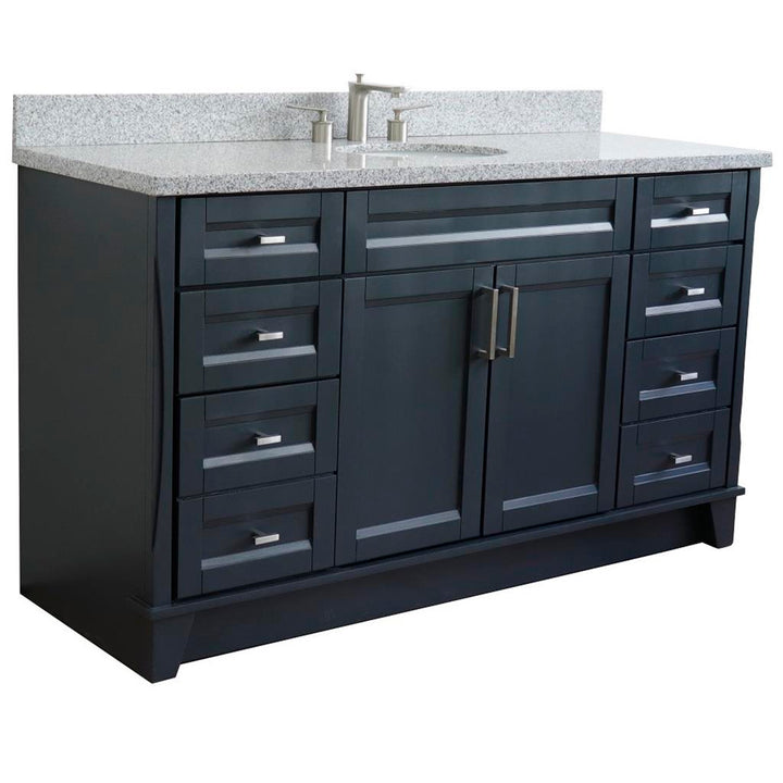 Bellaterra Terni 61" Single Vanity, Dark Gray, Gray Granite Top/Oval Sink