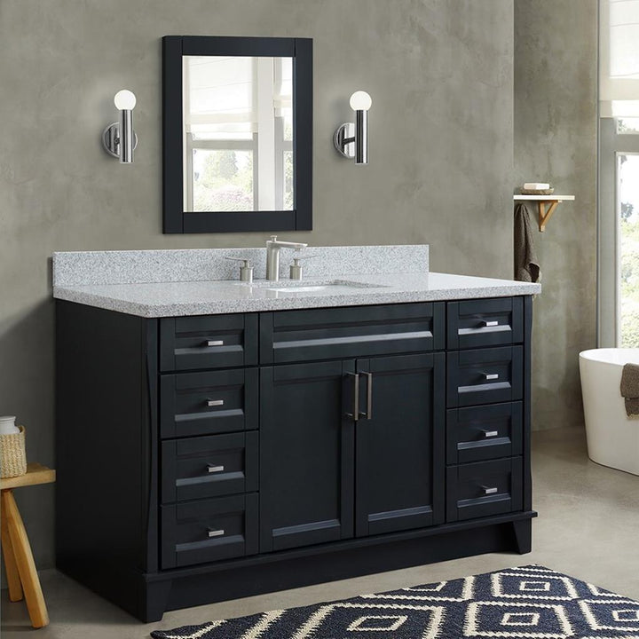 Bellaterra Terni 61" Single Vanity, Dark Gray, Gray Granite Top/Rectangle Sink