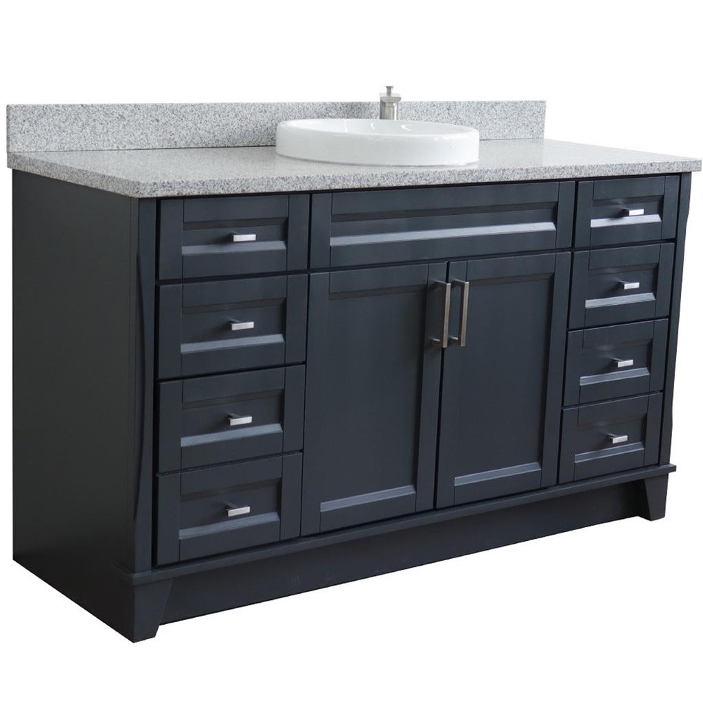 Bellaterra Terni 61" Single Vanity, Dark Gray, Gray Granite Top/Round Sink