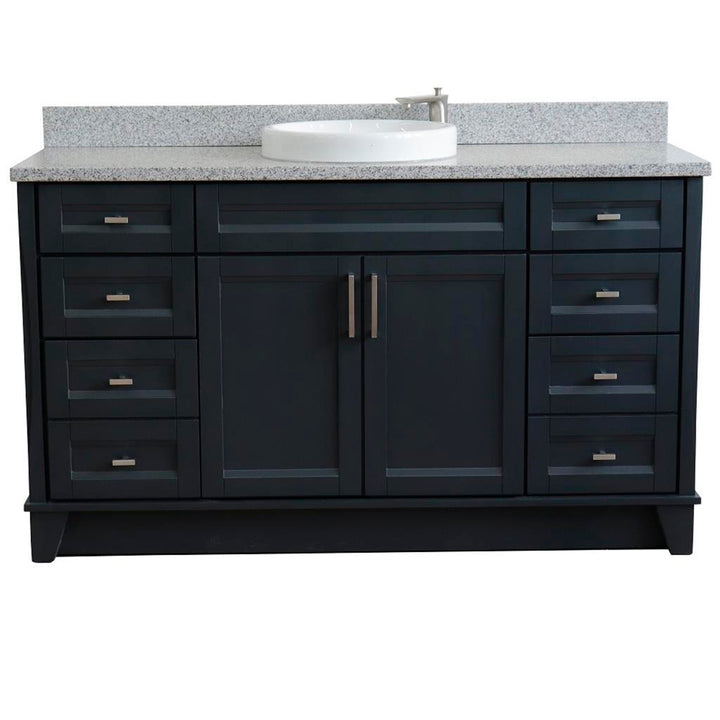 Bellaterra Terni 61" Single Vanity, Dark Gray, Gray Granite Top/Round Sink