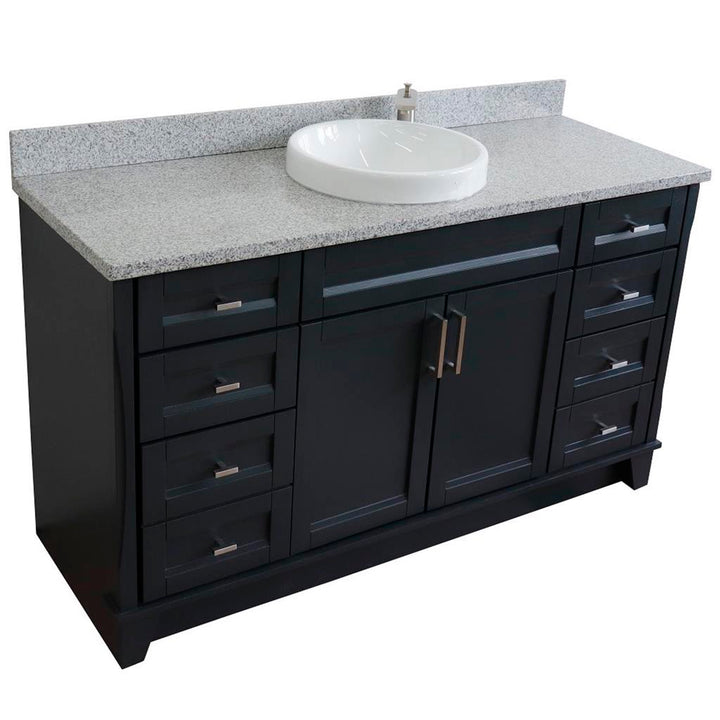 Bellaterra Terni 61" Single Vanity, Dark Gray, Gray Granite Top/Round Sink