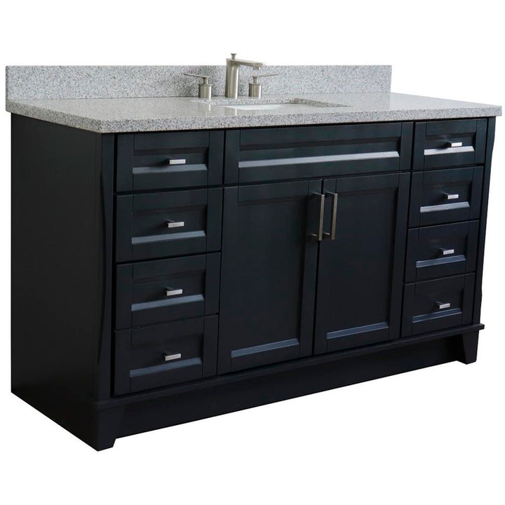 Bellaterra Terni 61" Single Vanity, Dark Gray, Gray Granite Top/Rectangle Sink