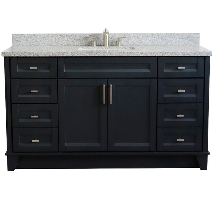 Bellaterra Terni 61" Single Vanity, Dark Gray, Gray Granite Top/Rectangle Sink