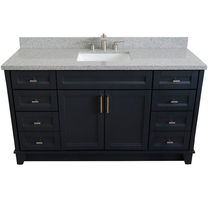 Bellaterra Terni 61" Single Vanity, Dark Gray, Gray Granite Top/Rectangle Sink