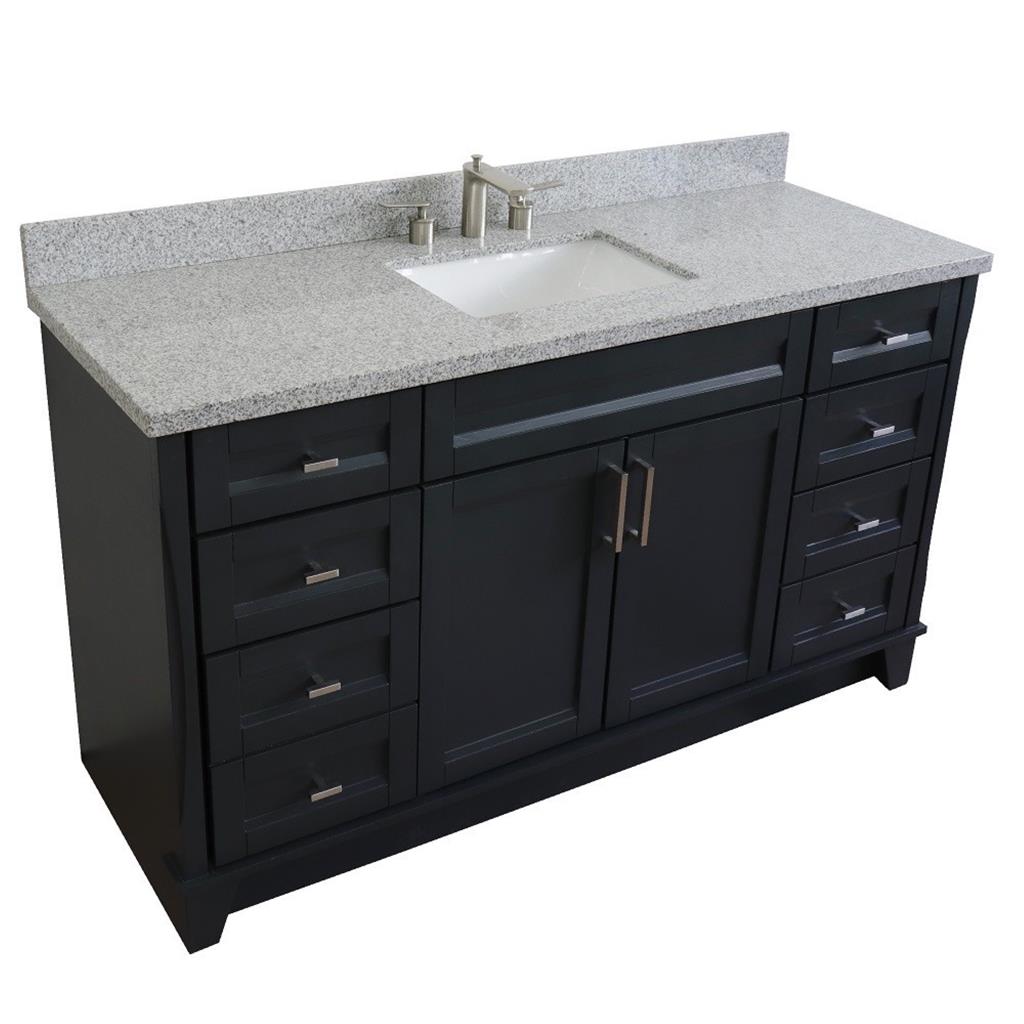 Bellaterra Terni 61" Single Vanity, Dark Gray, Gray Granite Top/Rectangle Sink