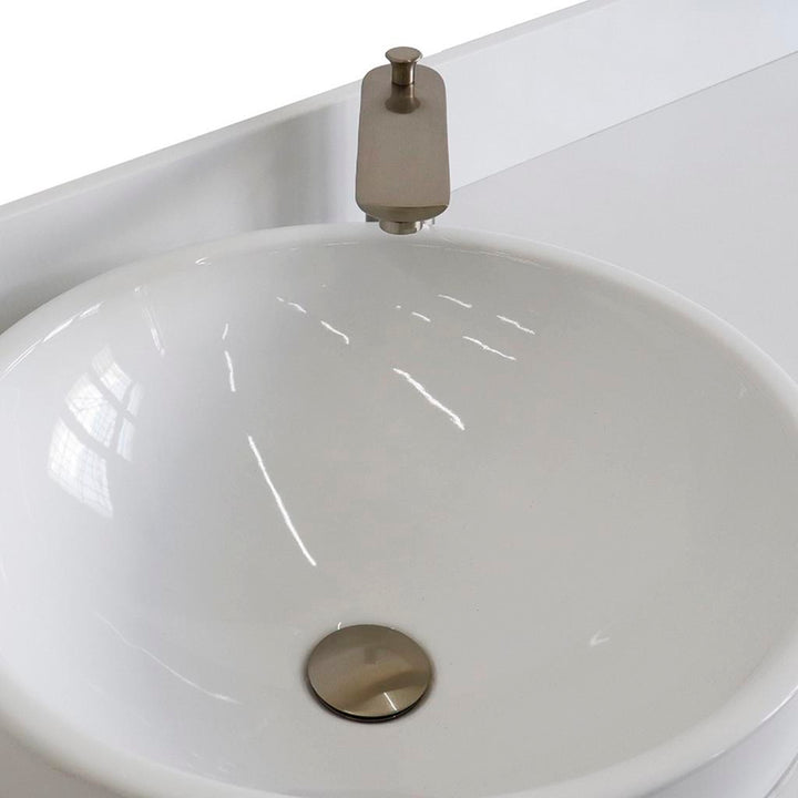 Bellaterra Terni 61" Single Vanity, Dark Gray, White Quartz Top/Round Sink