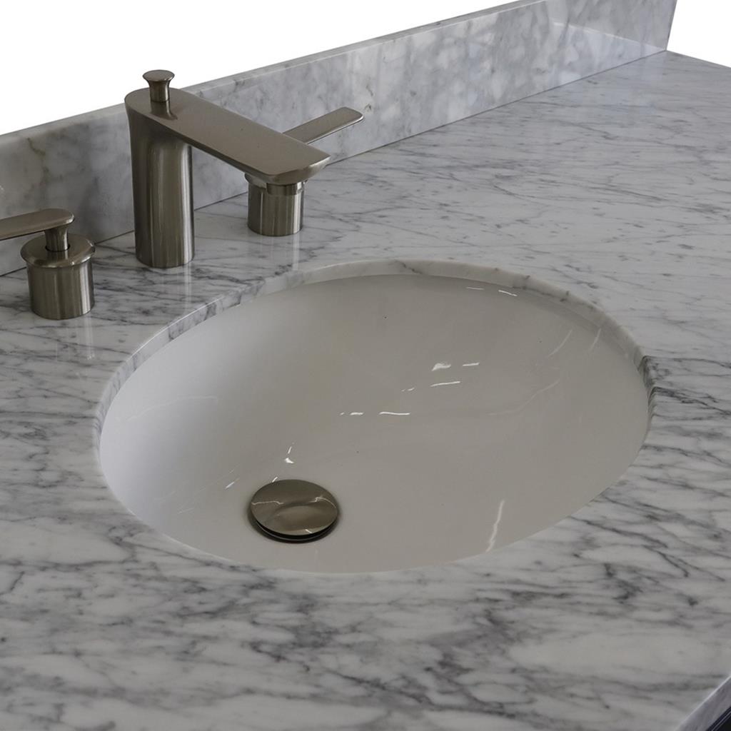 Bellaterra Terni 61" Single Vanity, Dark Gray, White Carrara Marble Top/Oval Sink