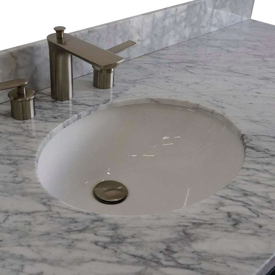 Bellaterra Terni 61" Single Vanity, Dark Gray, White Carrara Marble Top/Oval Sink