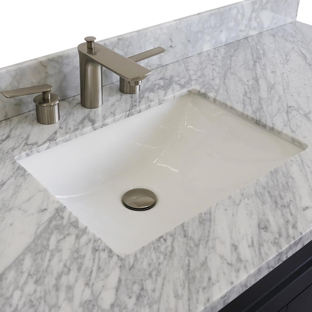 Bellaterra Terni 61" Single Vanity, Dark Gray, White Carrara Marble Top/Rectangle Sink