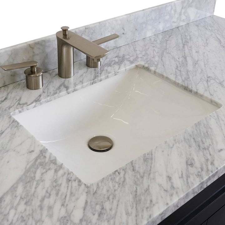 Bellaterra Terni 61" Single Vanity, Dark Gray, White Carrara Marble Top/Rectangle Sink