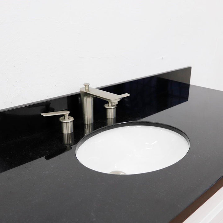 Bellaterra Terni 61" Single Vanity, White, Black Galaxy Granite Top/Oval Sink