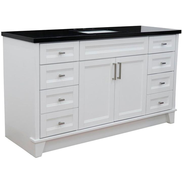 Bellaterra Terni 61" Single Vanity, White, Black Galaxy Granite Top/Rectangle Sink