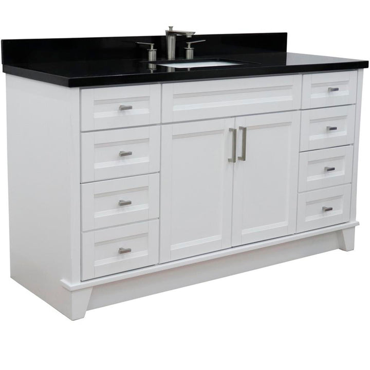 Bellaterra Terni 61" Single Vanity, White, Black Galaxy Granite Top/Rectangle Sink