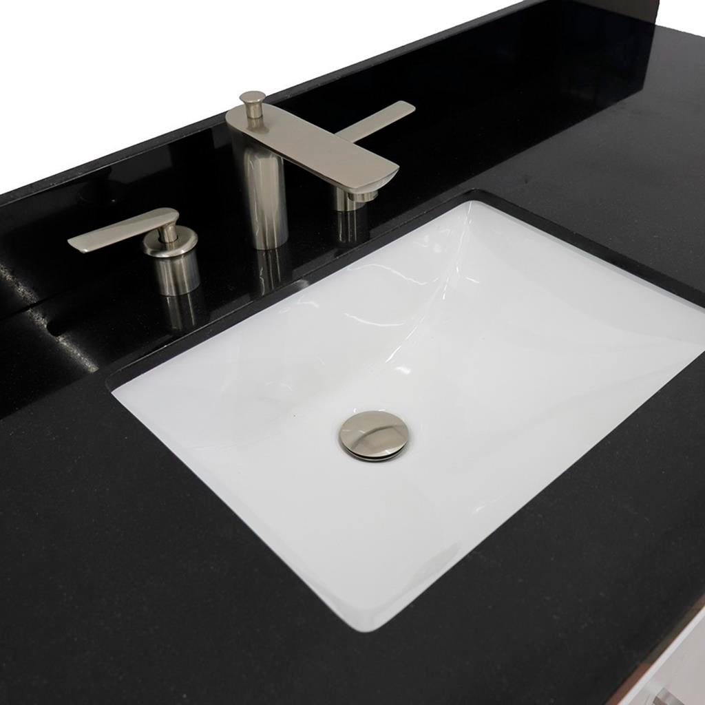 Bellaterra Terni 61" Single Vanity, White, Black Galaxy Granite Top/Rectangle Sink