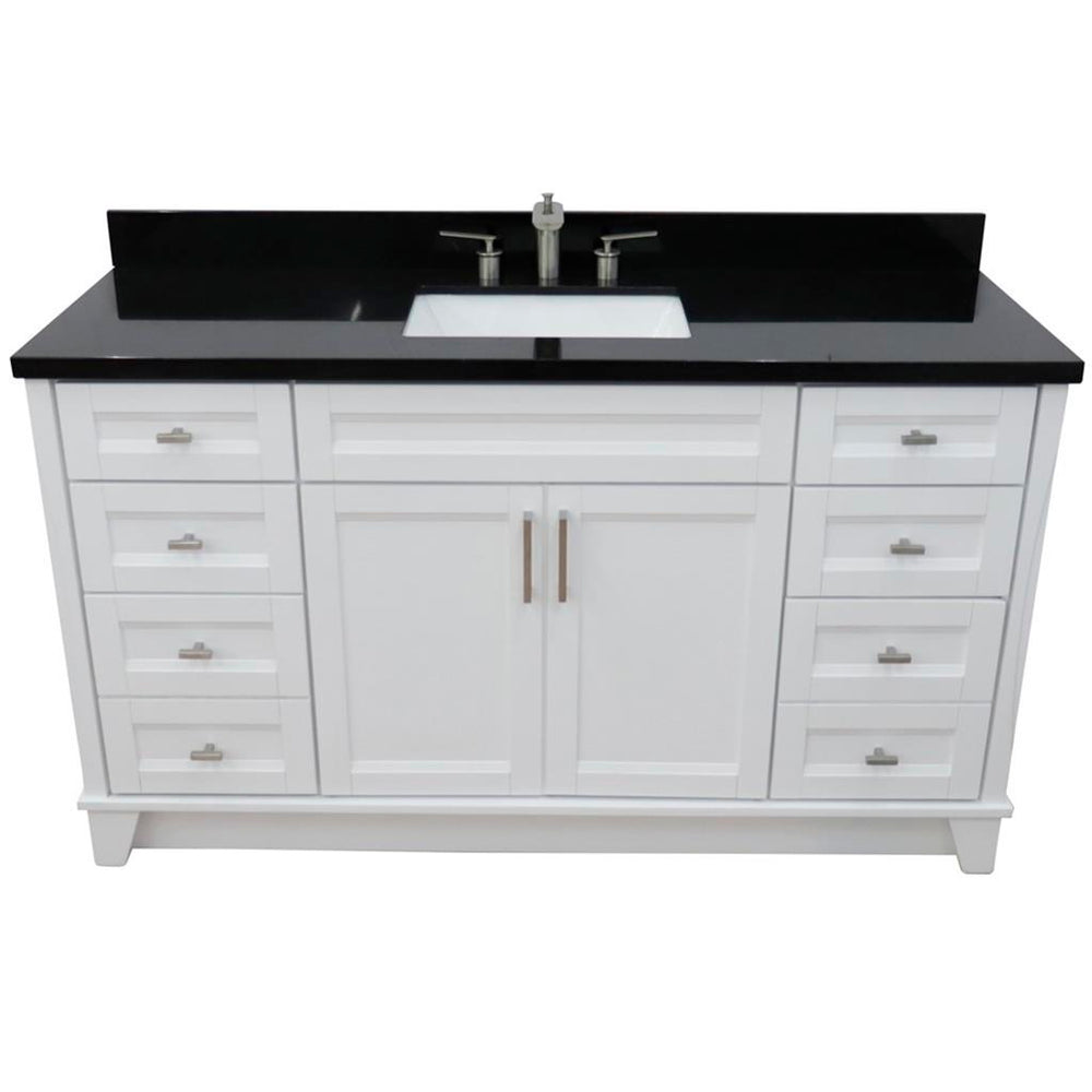 Bellaterra Terni 61" Single Vanity, White, Black Galaxy Granite Top/Rectangle Sink