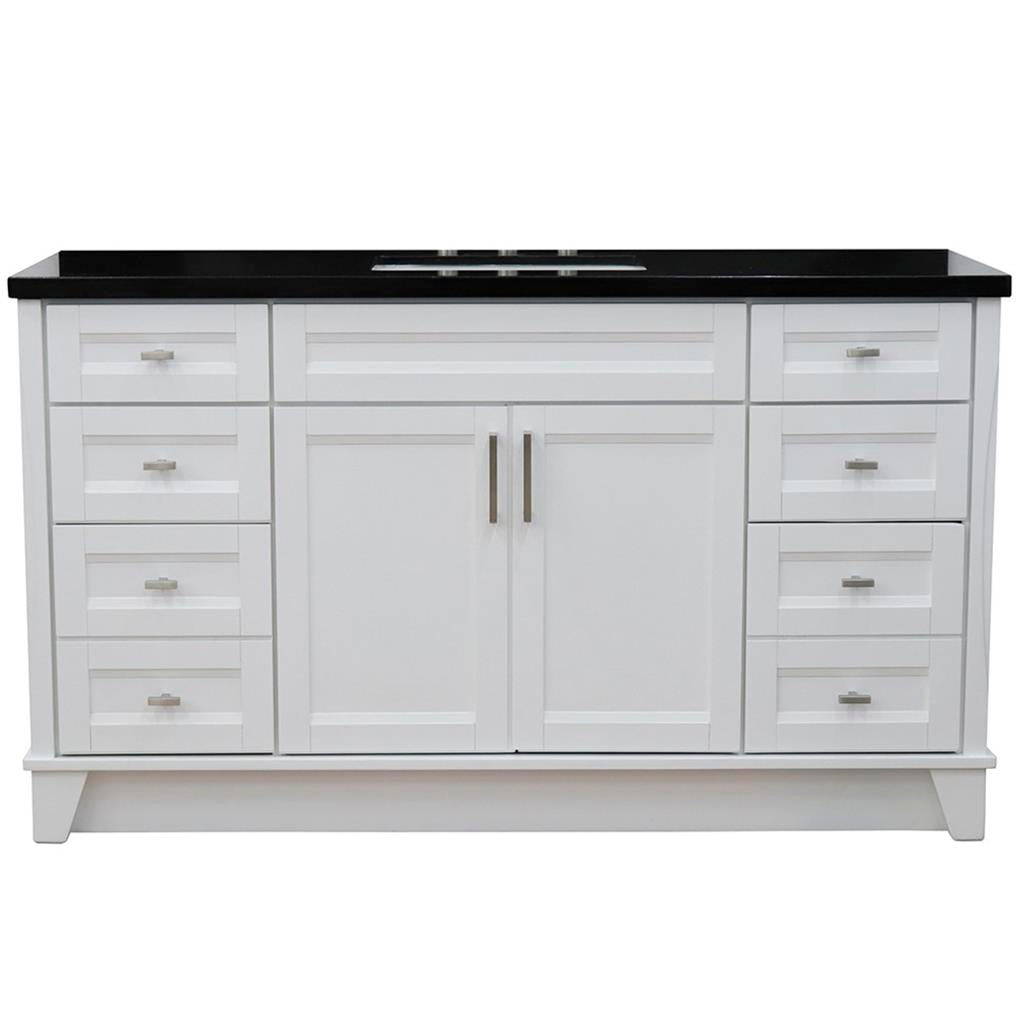 Bellaterra Terni 61" Single Vanity, White, Black Galaxy Granite Top/Rectangle Sink