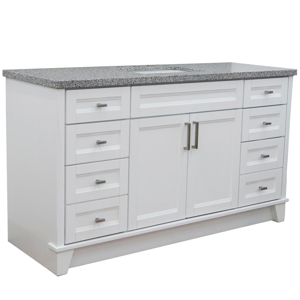 Bellaterra Terni 61" Single Vanity, White, Gray Granite Top/Rectangle Sink