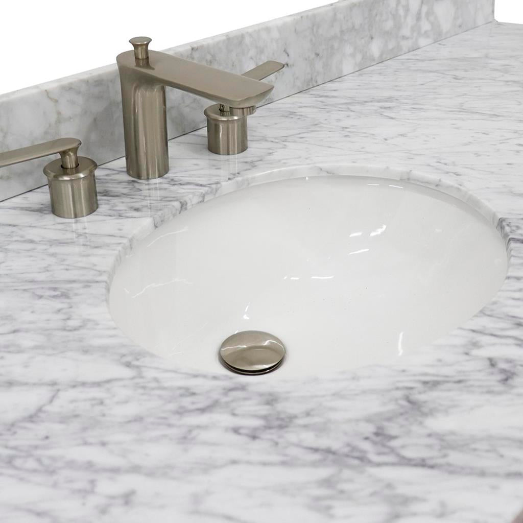 Bellaterra Terni 61" Single Vanity, White, White Carrara Marble Top/Oval Sink