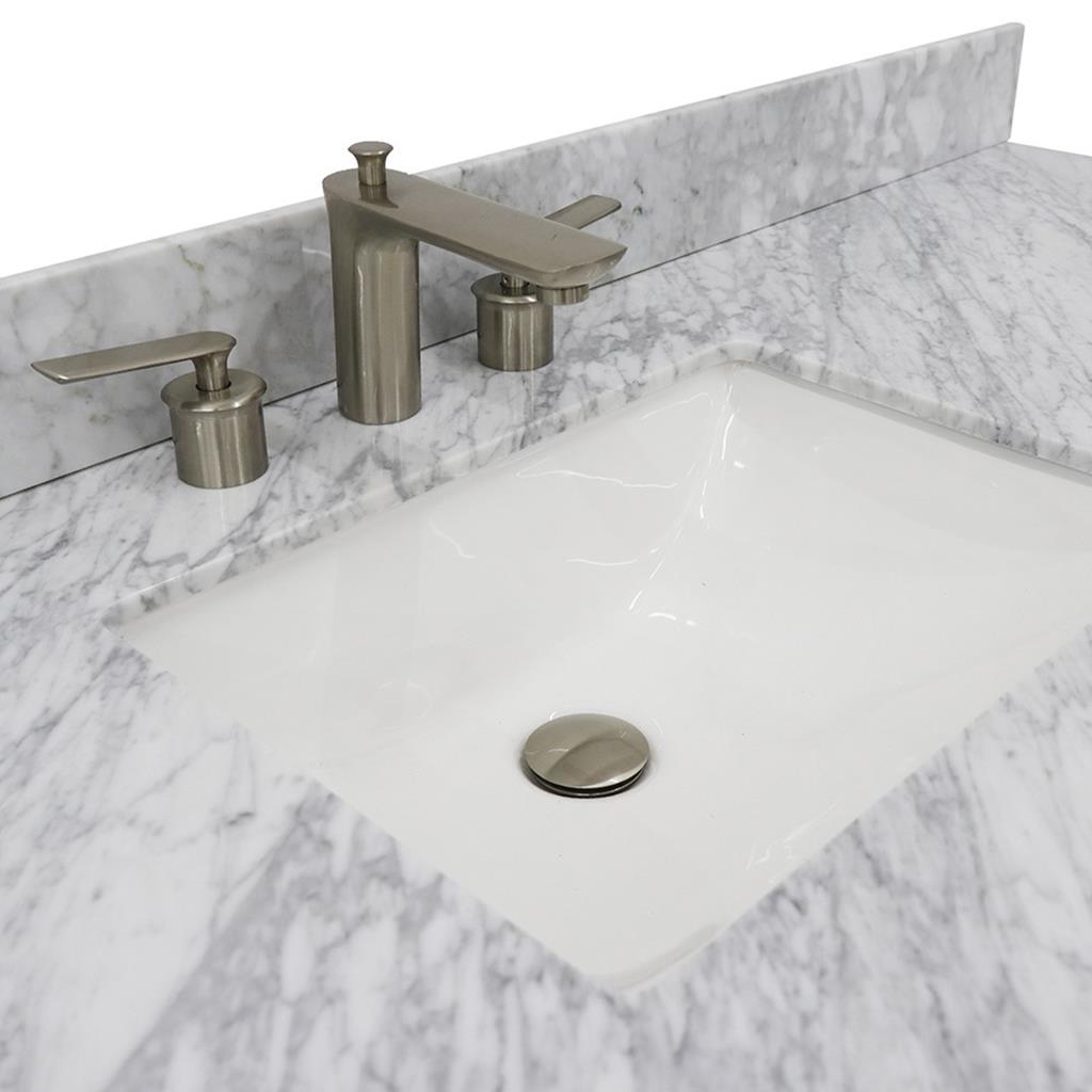 Bellaterra Terni 61" Single Vanity, White, White Carrara Marble Top/Rectangle Sink