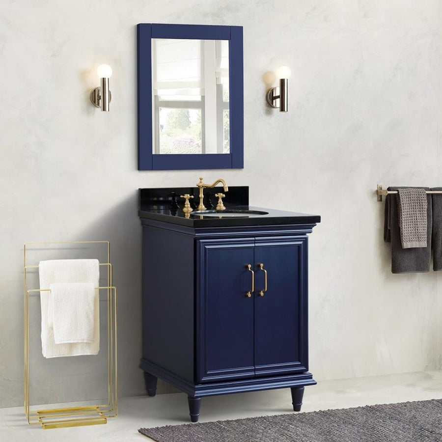 Bellaterra Home Forli 24" Blue Vanity, Oval Sink Black Galaxy Granite#top-options_black-galaxy-granite