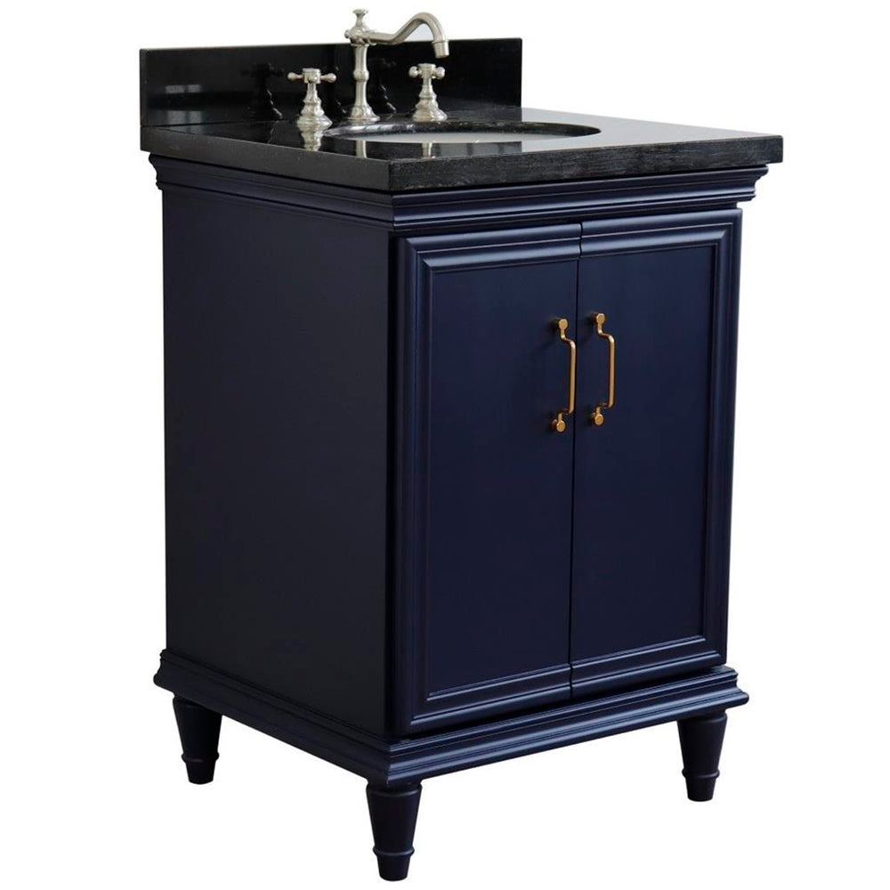 Bellaterra Home Forli 24" Blue Vanity, Oval Sink Black Galaxy Granite#top-options_black-galaxy-granite