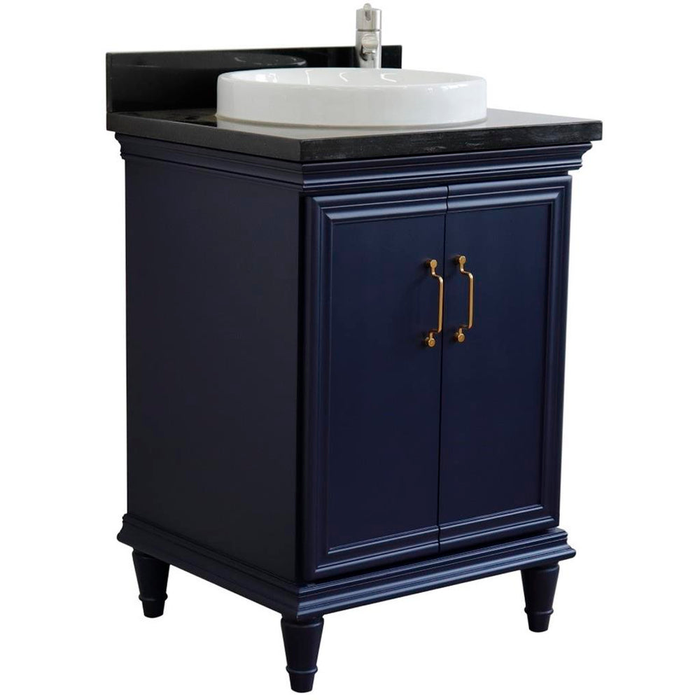 Bellaterra Home Forli 24" Blue Vanity, Round Sink Black Galaxy Granite#top-options_black-galaxy-granite