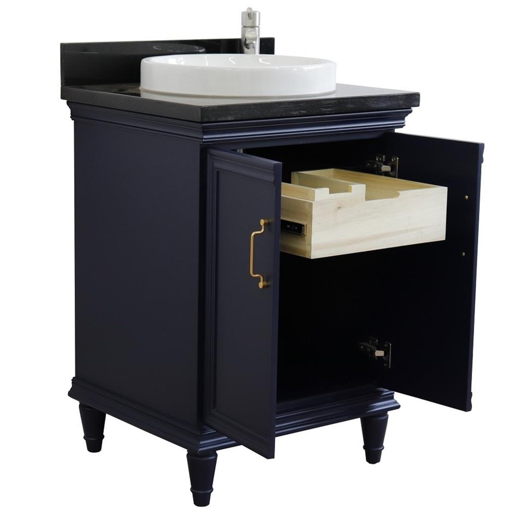 Bellaterra Forli 25" Single Vanity, Blue, Black Galaxy Granite Top/Round Sink