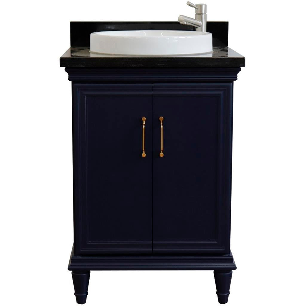 Bellaterra Forli 25" Single Vanity, Blue, Black Galaxy Granite Top/Round Sink