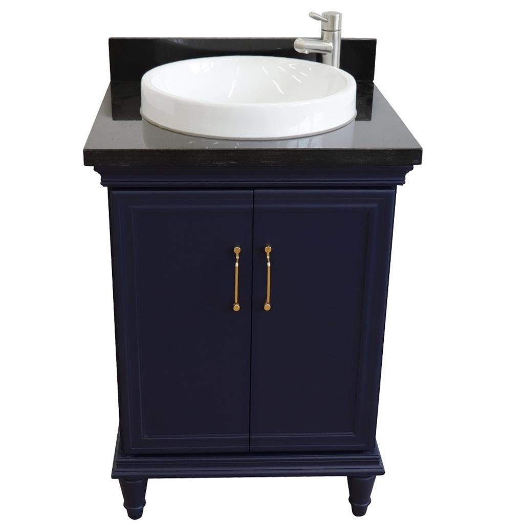 Bellaterra Forli 25" Single Vanity, Blue, Black Galaxy Granite Top/Round Sink