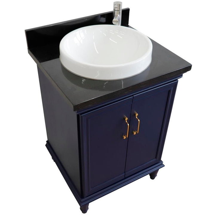 Bellaterra Forli 25" Single Vanity, Blue, Black Galaxy Granite Top/Round Sink