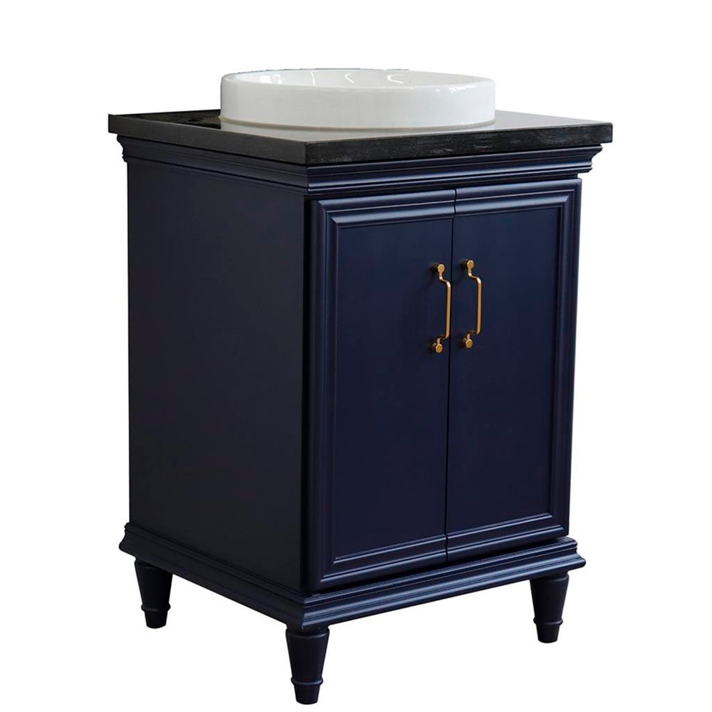 Bellaterra Forli 25" Single Vanity, Blue, Black Galaxy Granite Top/Round Sink